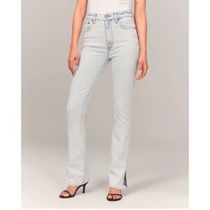 Abercrombie & Fitch The Slim Straight Ultra High Rise Slit Jeans Light Denim 33
